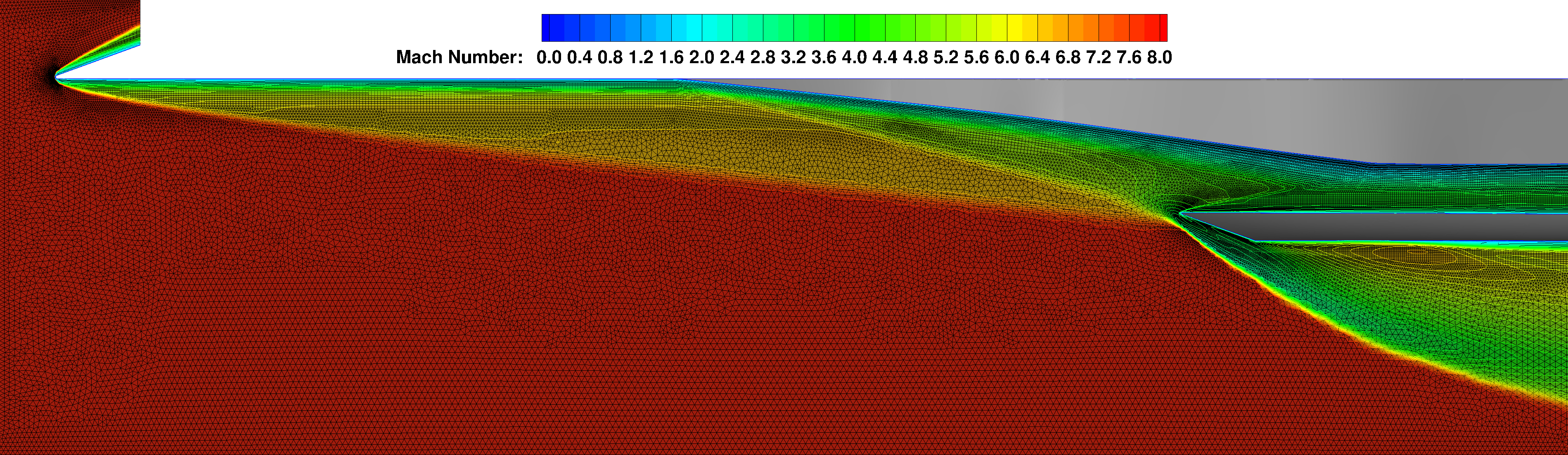 Mach number image from a HIFiRE 7 tare simulation